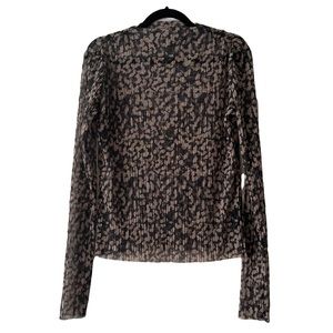 NWOT & OTHER STORIES Long sleeve sheer boat neck top in blue/cream floral sz M